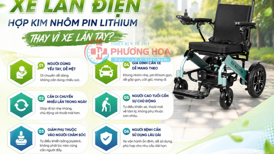 Xe lăn điện hợp kim nhôm pin lithium có gì vượt trội?
